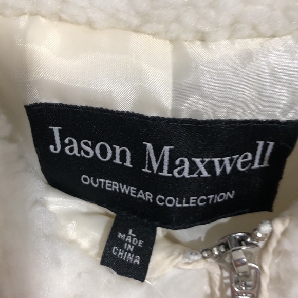 NWT White Jason Maxwell Zip Up Sherpa Teddy Jacket - Picture 3 of 6